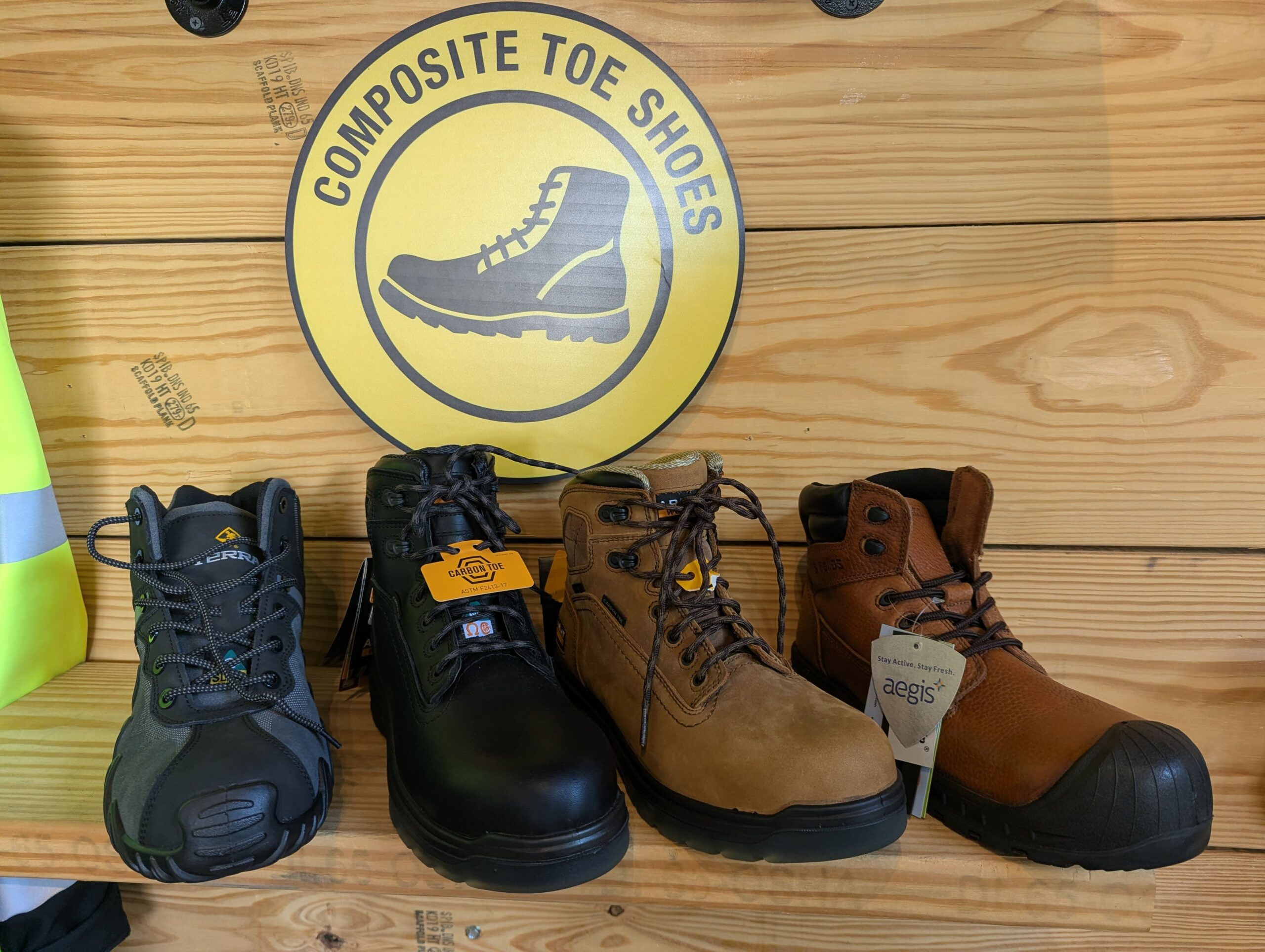 Composite toe work boots and safety footwear available at the Newark showroom