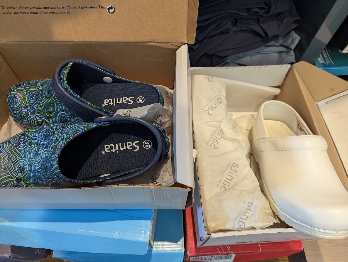 Professional healthcare work shoes available at the Newark store