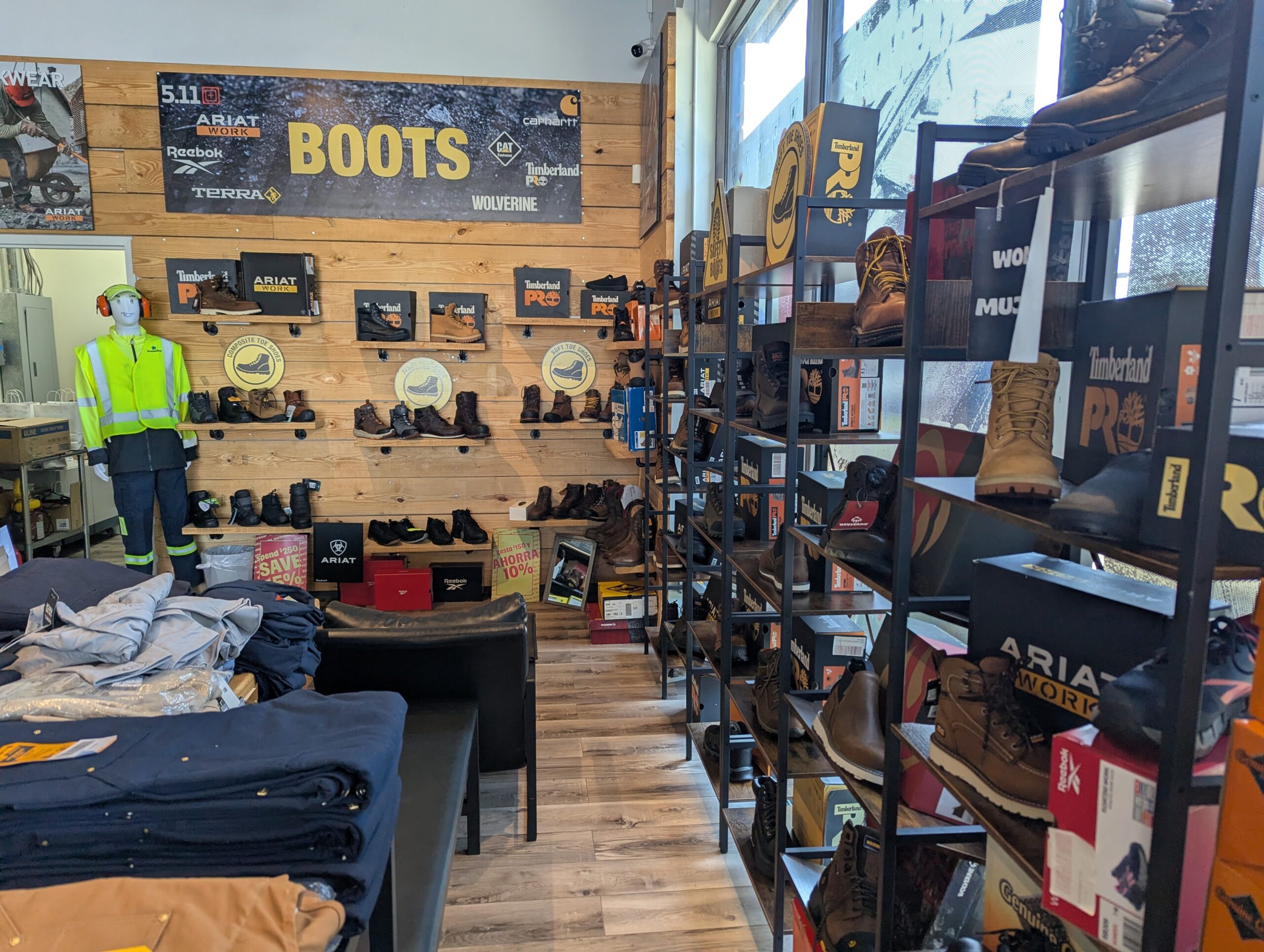 Work boots and safety footwear department at Work Hard Dress Right in Newark, NJ